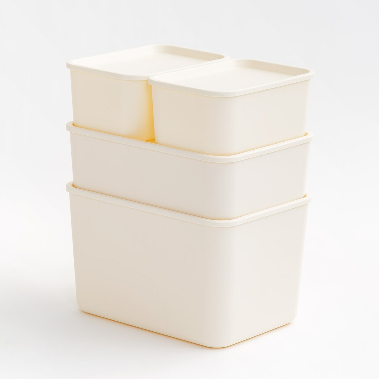 IRIS USA Plastic Modular Stackable Lidded Basket Storage Organizer Bins
